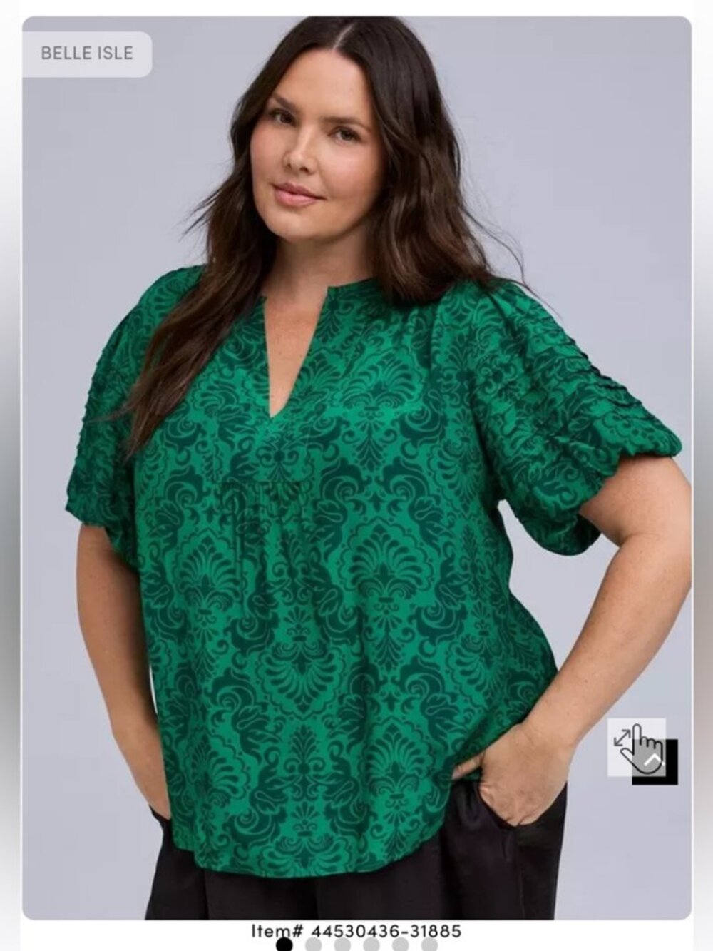 Torrid Belle Isle NWT Damask Emerald Marine Green Women's Blouse